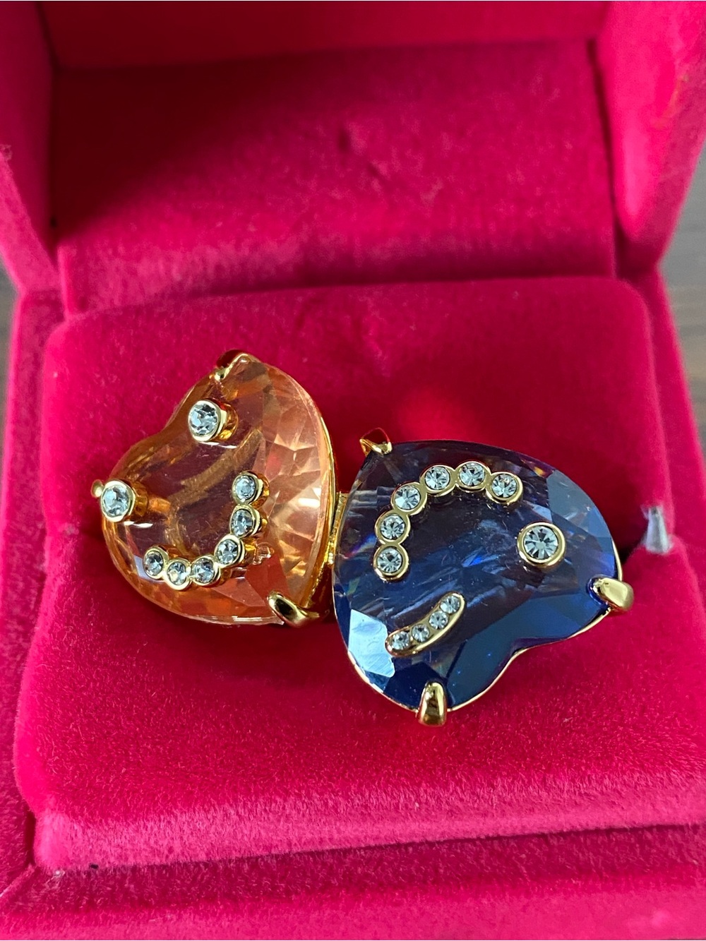 Kurt Geiger London Gold-Tone Heart Gem Ring and Earrings Set with Box - Picture 3 of 9